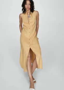 MANGO Sukienki I Kombinezony*Lniana koszulowa sukienka