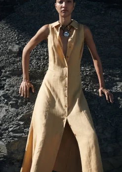 MANGO Sukienki I Kombinezony*Lniana koszulowa sukienka