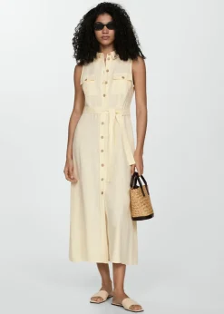 MANGO Sukienki I Kombinezony*Lniana koszulowa sukienka