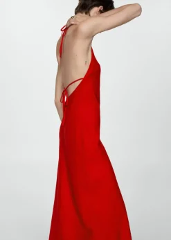 MANGO Sukienki I Kombinezony*Lniana sukienka z dekoltem halter