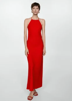 MANGO Sukienki I Kombinezony*Lniana sukienka z dekoltem halter