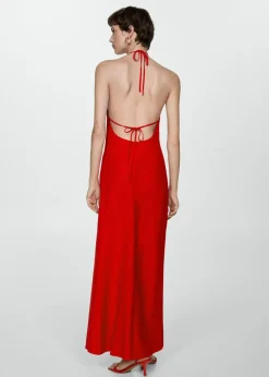 MANGO Sukienki I Kombinezony*Lniana sukienka z dekoltem halter