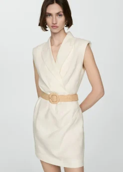 MANGO Sukienki I Kombinezony*Lniana sukienka z paskiem