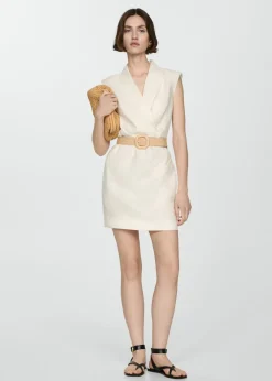 MANGO Sukienki I Kombinezony*Lniana sukienka z paskiem