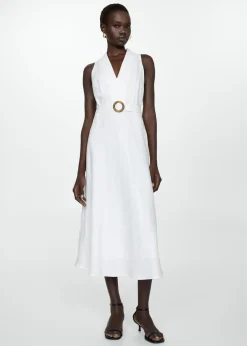 MANGO Sukienki I Kombinezony*Lniana sukienka z paskiem