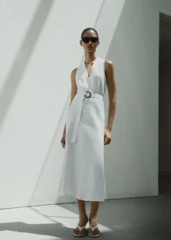 MANGO Sukienki I Kombinezony*Lniana sukienka z paskiem