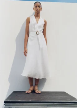 MANGO Sukienki I Kombinezony*Lniana sukienka z paskiem