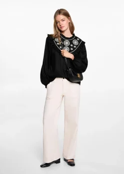 MANGO Koszule I Bluzki*Luźna bluzka z haftem