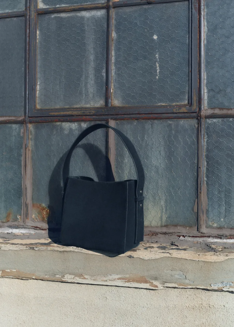 MANGO Torebki|Akcesoria Skórzane*Mała torba shopper z dwoiny