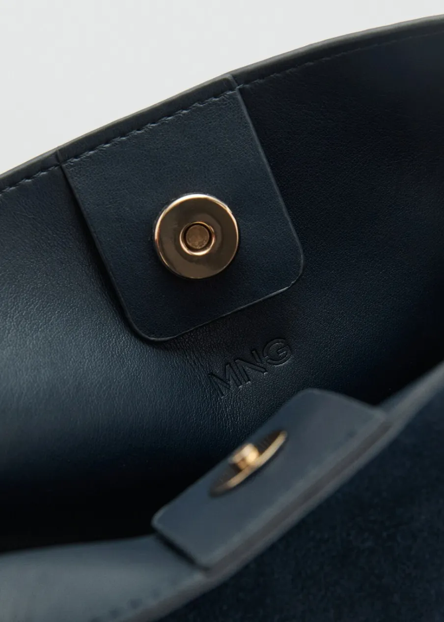 MANGO Torebki|Akcesoria Skórzane*Mała torba shopper z dwoiny