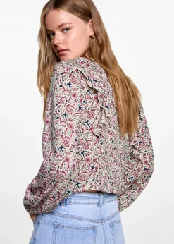 MANGO Koszule I Bluzki*Marszczona bluzka z falbaniastym rękawem