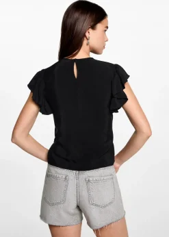 MANGO Koszule I Bluzki*Marszczona bluzka z falbaniastym rękawem