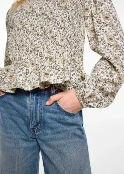 MANGO Koszule I Bluzki*Marszczona bluzka z kwiatowym wzorem