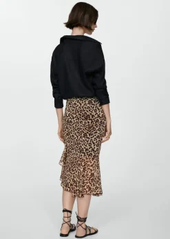 MANGO Spódnice*Marszczona spódnica w lamparcie cętki