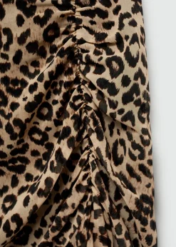 MANGO Spódnice*Marszczona spódnica w lamparcie cętki