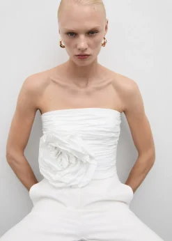 MANGO Topy*Marszczony top w duże kwiaty