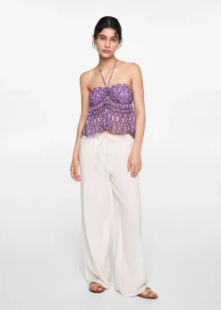 MANGO Koszule I Bluzki*Marszczony top ze wzorem