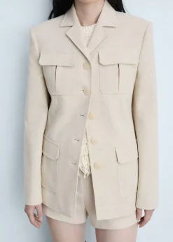 MANGO Kurtki|Marynarki*Marynarka bawełniano-lniana z kieszeniami