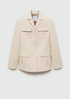 MANGO Kurtki|Marynarki*Marynarka bawełniano-lniana z kieszeniami