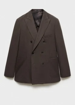 MANGO Marynarki|Marynarki*Marynarka dwurzędowa z flaneli z wełny dziewiczej