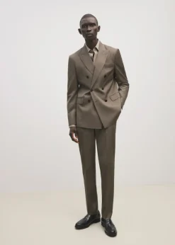 MANGO Marynarki|Marynarki*Marynarka garniturowa dwurzędowa z 100% wełny w jodełkę