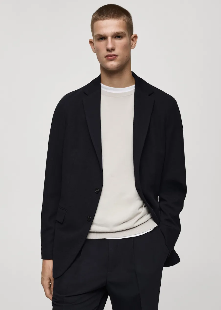 MANGO Marynarki|Marynarki*Marynarka slim fit z bawełny z drobną fakturą