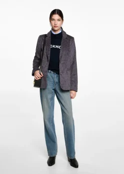 MANGO Płaszcze I Kurtki*Marynarka w pepitkę z kontrastowymi klapami