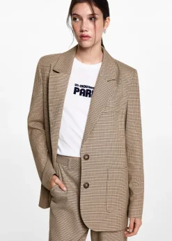 MANGO Płaszcze I Kurtki*Marynarka wzór kurza stopka