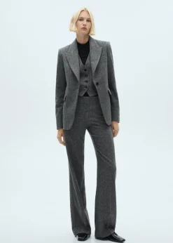 MANGO Kamizelki*Melanżowa kamizelka garniturowa z wełny