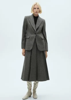 MANGO Spódnice*Melanżowa spódnica z zakładkami z wełny