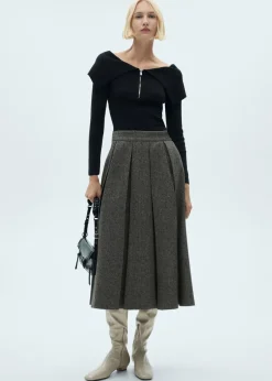 MANGO Spódnice*Melanżowa spódnica z zakładkami z wełny