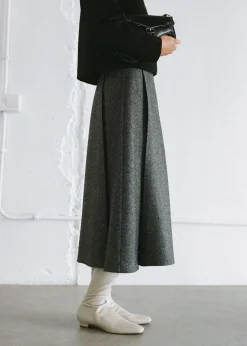 MANGO Spódnice*Melanżowa spódnica z zakładkami z wełny