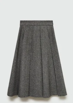 MANGO Spódnice*Melanżowa spódnica z zakładkami z wełny