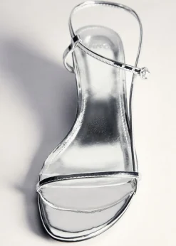 MANGO Buty*Metaliczne sandały na obcasie