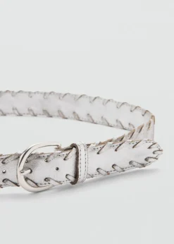 MANGO Paski*Metaliczny pasek ze skóry