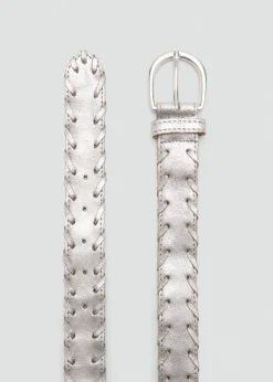 MANGO Paski*Metaliczny pasek ze skóry