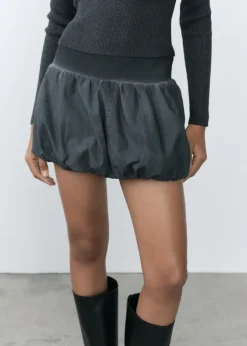 MANGO Spódnice*Minispódniczka bombka z efektem sprania