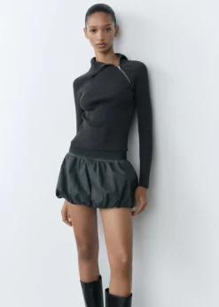 MANGO Spódnice*Minispódniczka bombka z efektem sprania