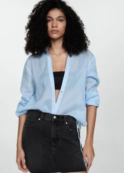 MANGO Spódnice*Minispódniczka dżinsowa z postrzępionym dołem