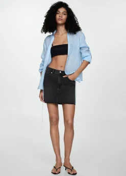 MANGO Spódnice*Minispódniczka dżinsowa z postrzępionym dołem