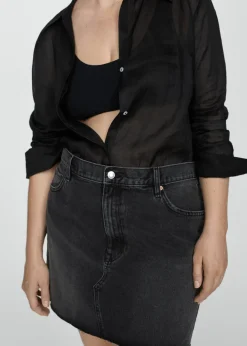 MANGO Spódnice*Minispódniczka dżinsowa z postrzępionym dołem