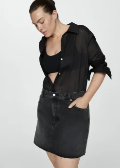 MANGO Spódnice*Minispódniczka dżinsowa z postrzępionym dołem