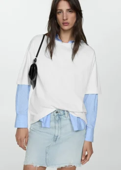 MANGO Spódnice*Minispódniczka dżinsowa z postrzępionym dołem