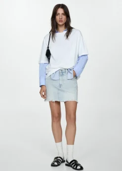 MANGO Spódnice*Minispódniczka dżinsowa z postrzępionym dołem