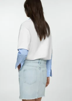 MANGO Spódnice*Minispódniczka dżinsowa z postrzępionym dołem