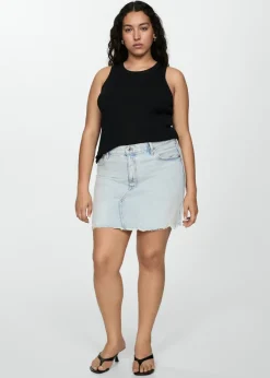 MANGO Spódnice*Minispódniczka dżinsowa z postrzępionym dołem