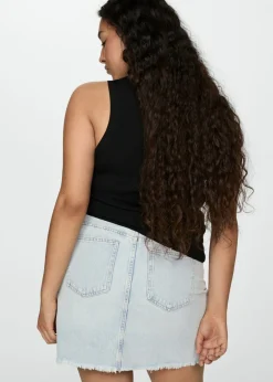 MANGO Spódnice*Minispódniczka dżinsowa z postrzępionym dołem
