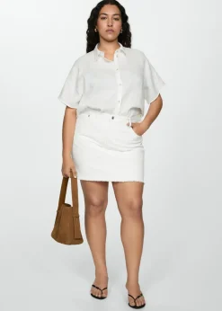 MANGO Spódnice*Minispódniczka dżinsowa z postrzępionym dołem