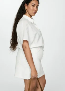 MANGO Spódnice*Minispódniczka dżinsowa z postrzępionym dołem