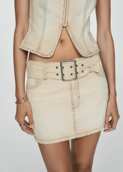 MANGO Spódnice*Minispódniczka dżinsowa z paskiem